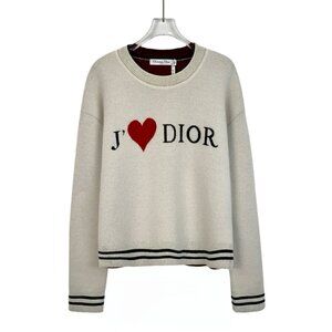 Christian Dior Beige J❤️ Dior Round-Neck Cashmere Sweater Size 42 Made In Italy